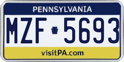 PA license plate MZF5693