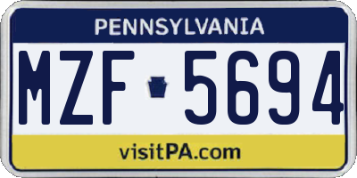 PA license plate MZF5694