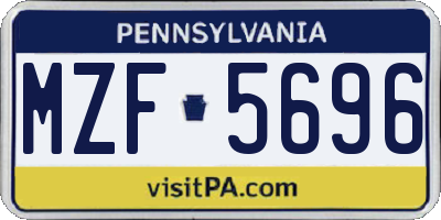 PA license plate MZF5696