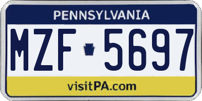 PA license plate MZF5697