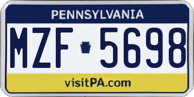 PA license plate MZF5698