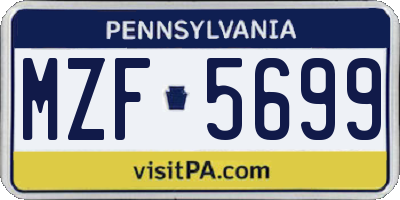 PA license plate MZF5699