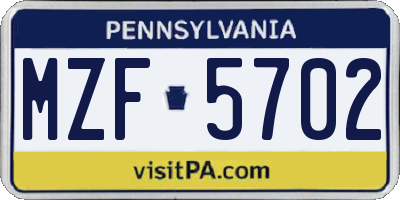 PA license plate MZF5702