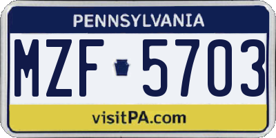PA license plate MZF5703