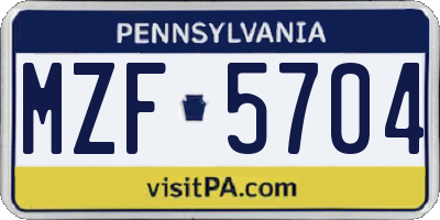 PA license plate MZF5704