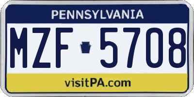 PA license plate MZF5708