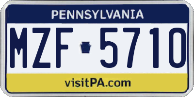 PA license plate MZF5710