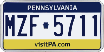 PA license plate MZF5711