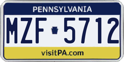 PA license plate MZF5712