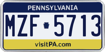 PA license plate MZF5713