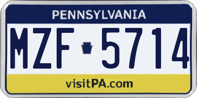 PA license plate MZF5714