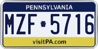 PA license plate MZF5716