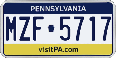 PA license plate MZF5717