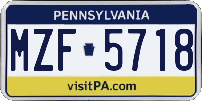 PA license plate MZF5718