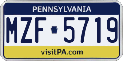 PA license plate MZF5719