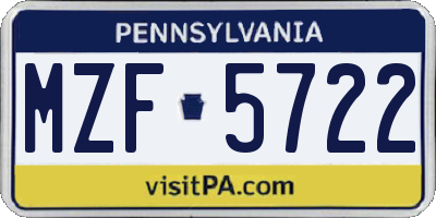 PA license plate MZF5722