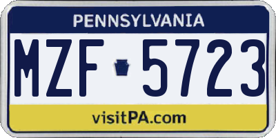 PA license plate MZF5723