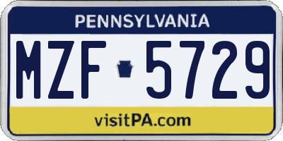 PA license plate MZF5729