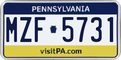 PA license plate MZF5731