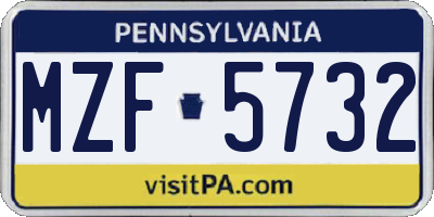 PA license plate MZF5732