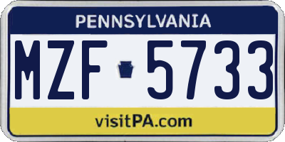 PA license plate MZF5733