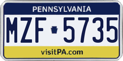 PA license plate MZF5735