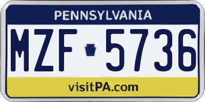 PA license plate MZF5736