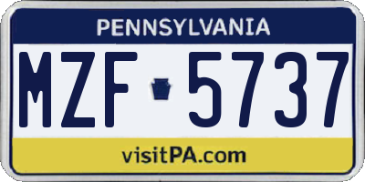 PA license plate MZF5737