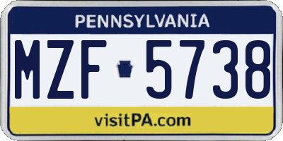 PA license plate MZF5738