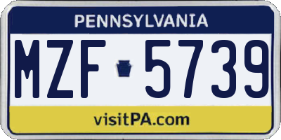 PA license plate MZF5739