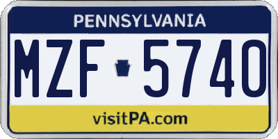 PA license plate MZF5740