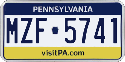PA license plate MZF5741