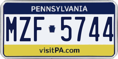 PA license plate MZF5744