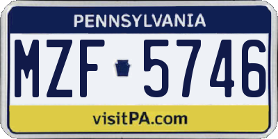 PA license plate MZF5746