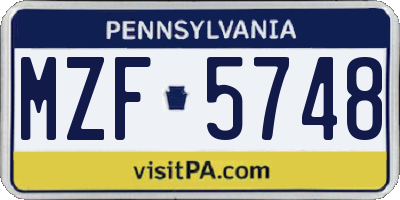 PA license plate MZF5748