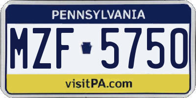 PA license plate MZF5750