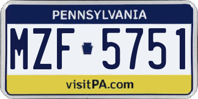 PA license plate MZF5751