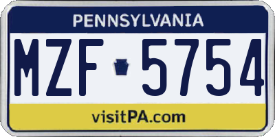 PA license plate MZF5754