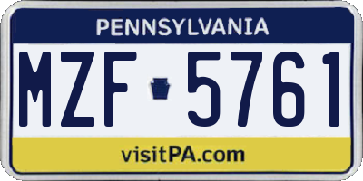 PA license plate MZF5761