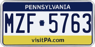 PA license plate MZF5763