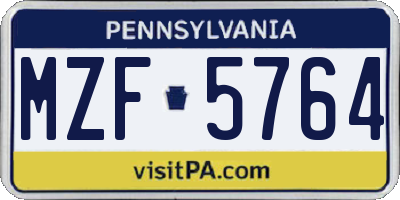 PA license plate MZF5764