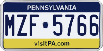 PA license plate MZF5766