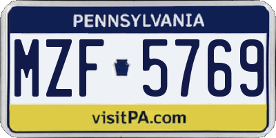 PA license plate MZF5769