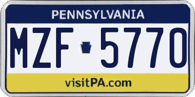 PA license plate MZF5770