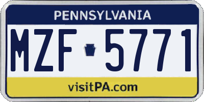 PA license plate MZF5771