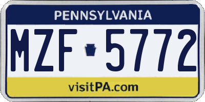 PA license plate MZF5772