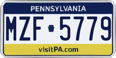 PA license plate MZF5779
