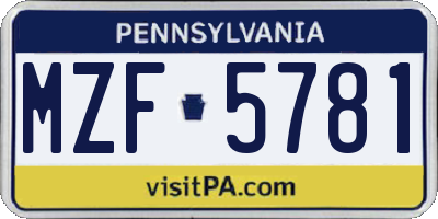 PA license plate MZF5781