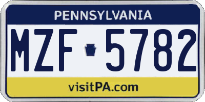 PA license plate MZF5782