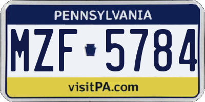 PA license plate MZF5784